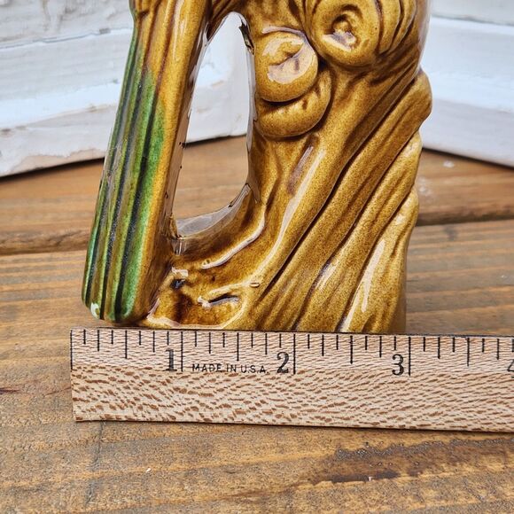 Vintage MCM Gold Finch Bird Figurine Beautiful Blue Green & Gold Glaze 11" Japan - Picture 8 of 12